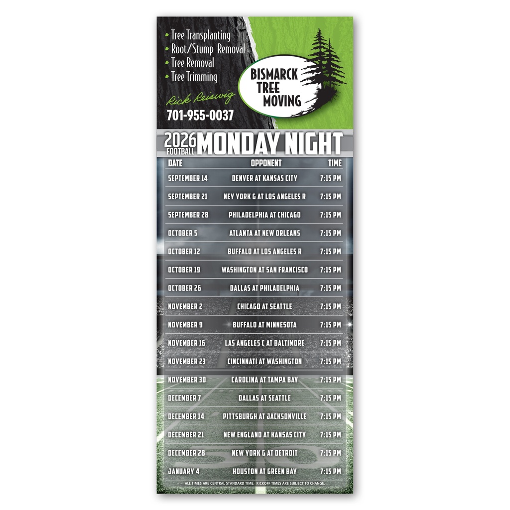 Monday Night Football Schedule Magnet