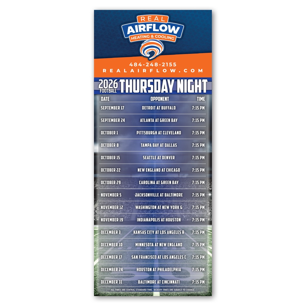 Thursday Night Football Schedule Magnet