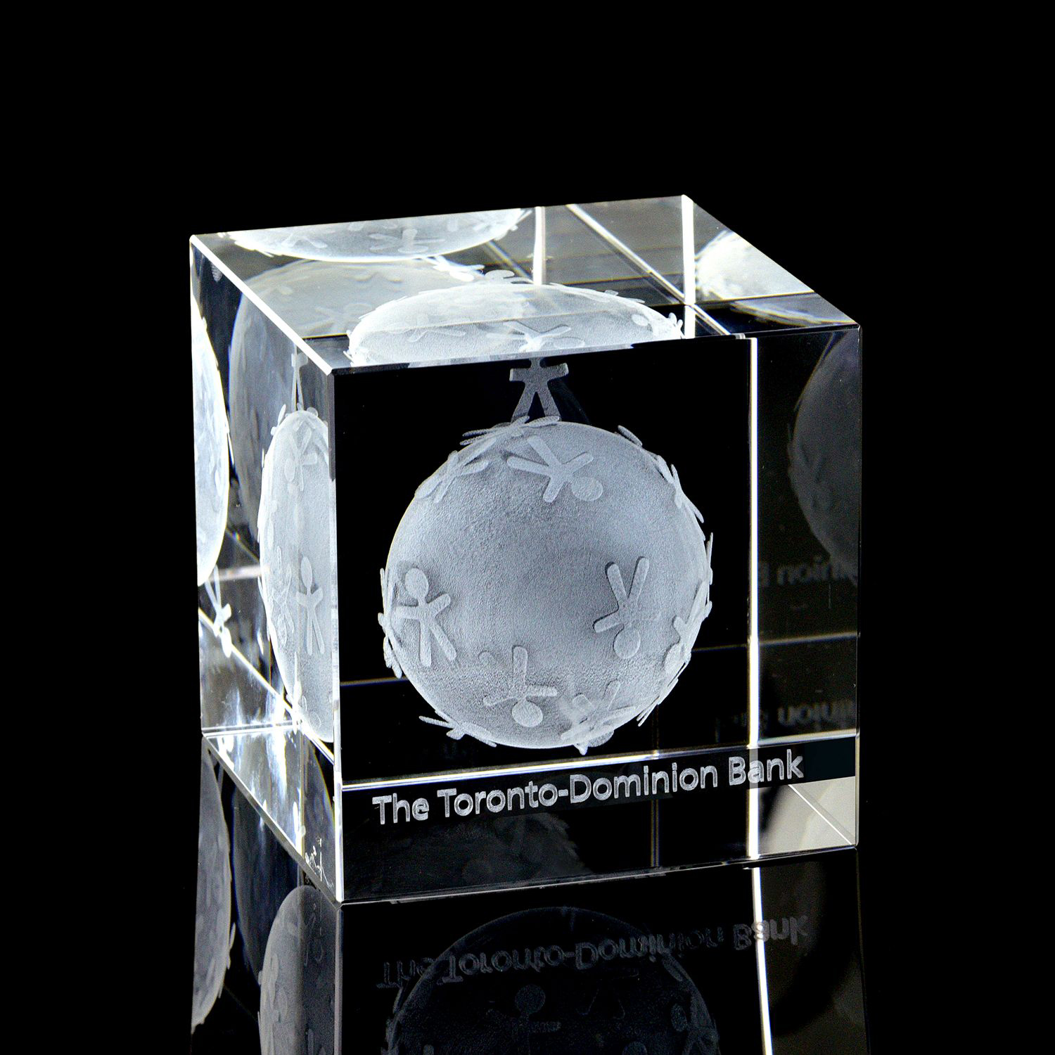 Large Flat Cube 3D Crystal Award