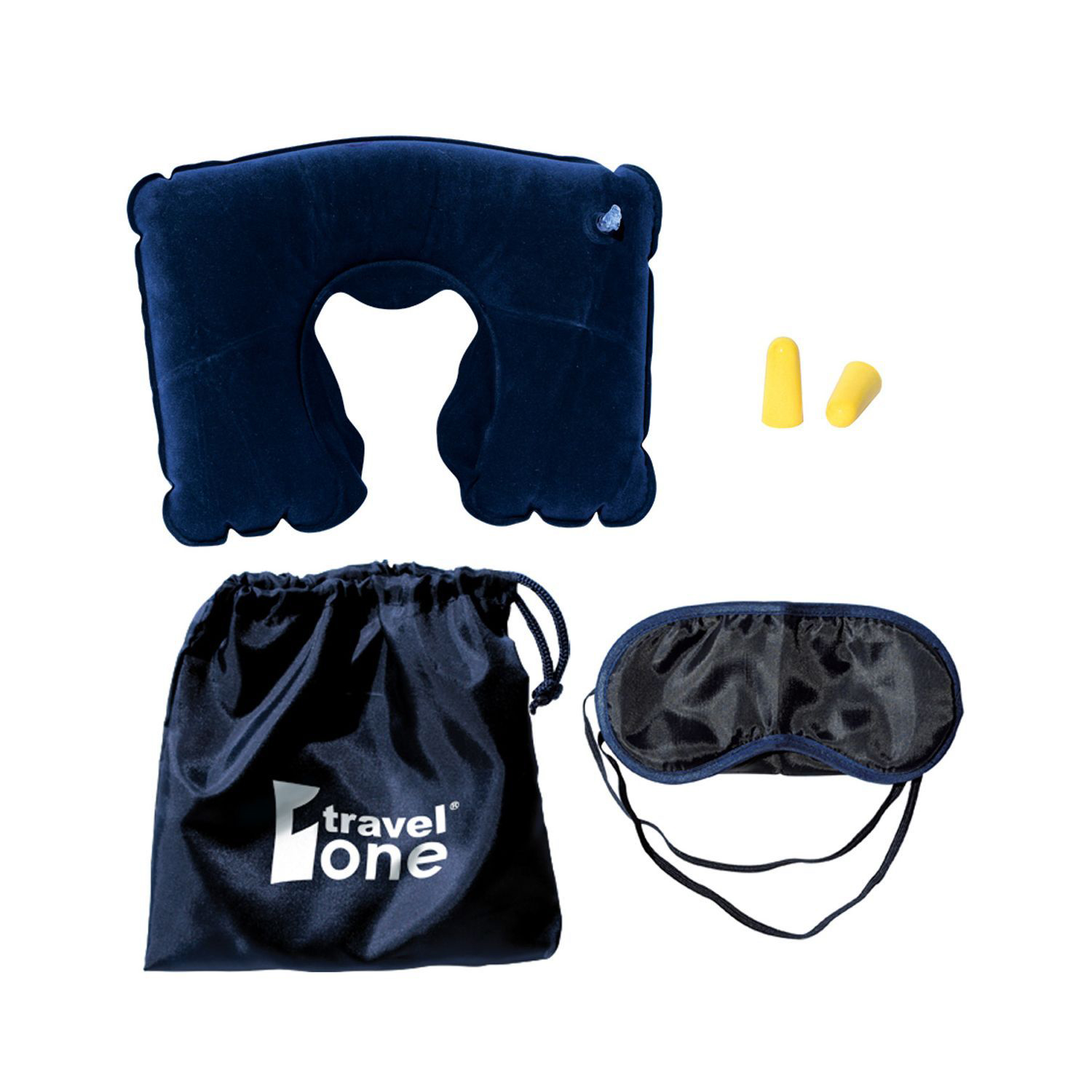 Travel Pillow Kit W/Ear Plugs &amp; Eye Mask