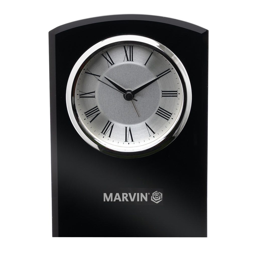 Self-Standing Black Glass Desk Clock