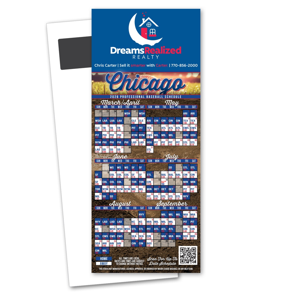 Baseball Schedule Magnetic Stick Up Card