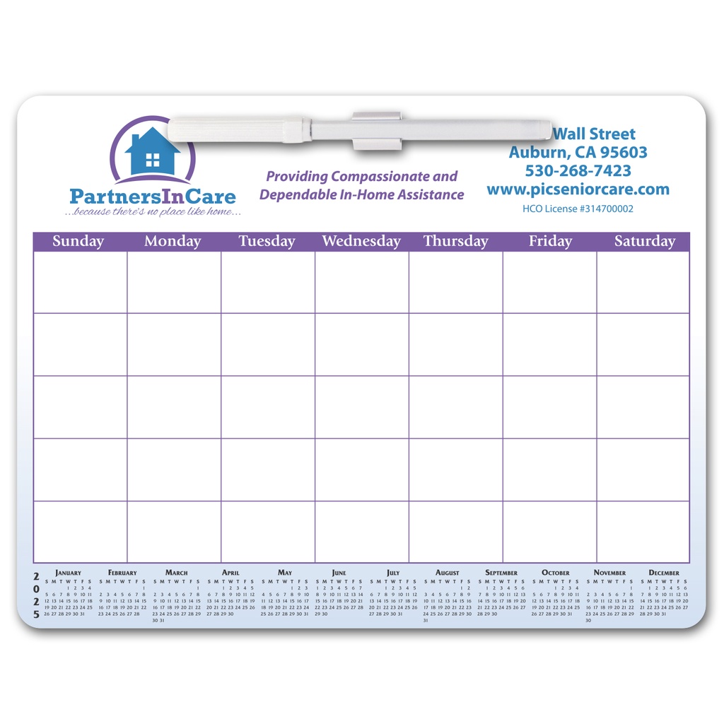 Memo Board Calendar w/ Rem Adh