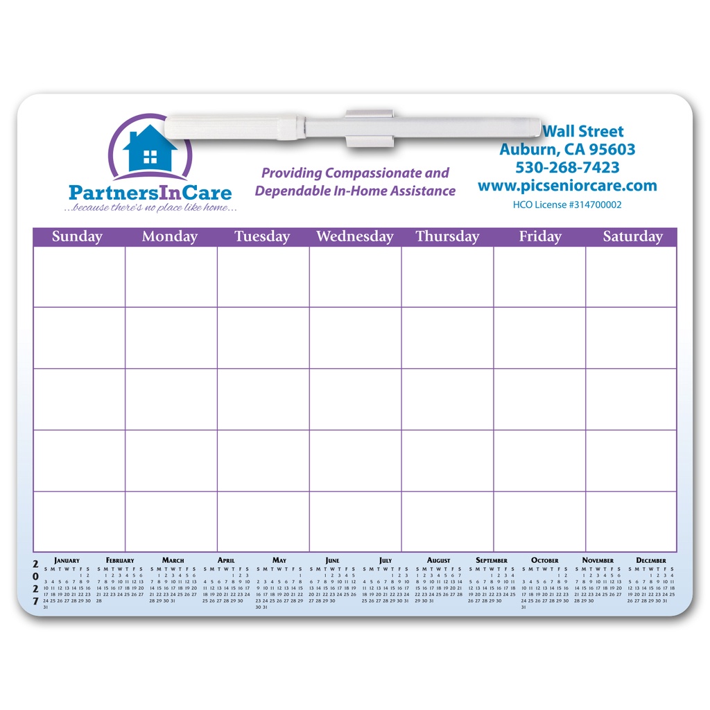 Memo Board Calendar w/ Rem Adh