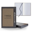 Castelli Linen Banded Medio Lined White Page Journal Gift Set