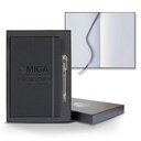 Castelli Linen Banded Medio Lined White Page Journal Gift Set