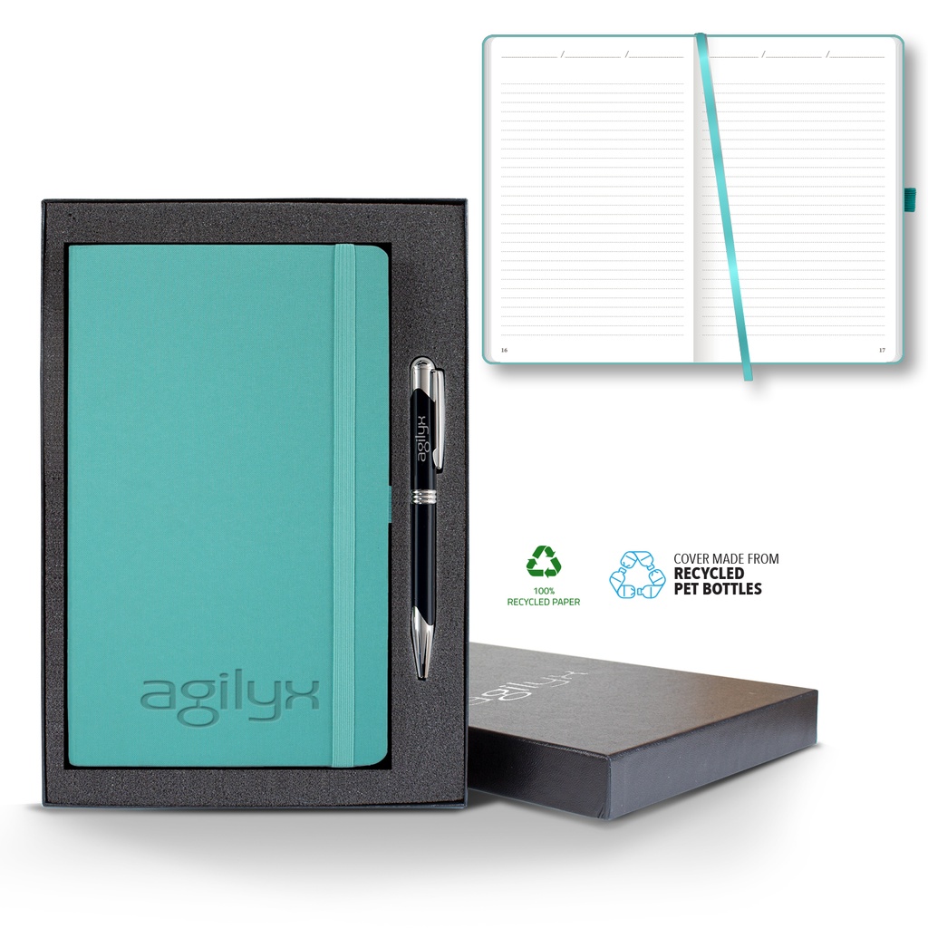 Castelli Oceano ECO rPET Medio Lined Recycled White Page Journal Gift Set