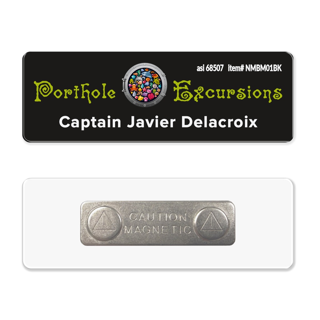 1 x 3 Name Badge - Magnet Back