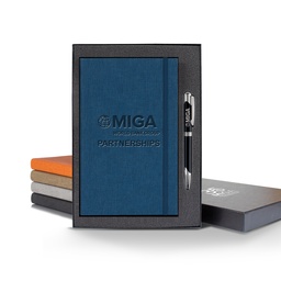 Castelli Linen Banded Medio Lined White Page Journal Gift Set