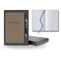 Castelli Linen Banded Medio Lined White Page Journal Gift Set